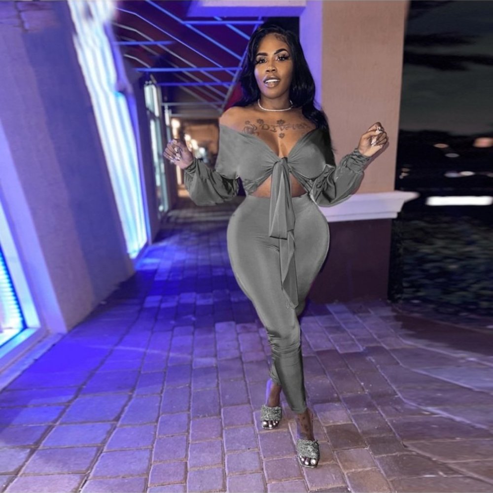 Tie Wrap Sexy Matching 2 Piece Pant Sets